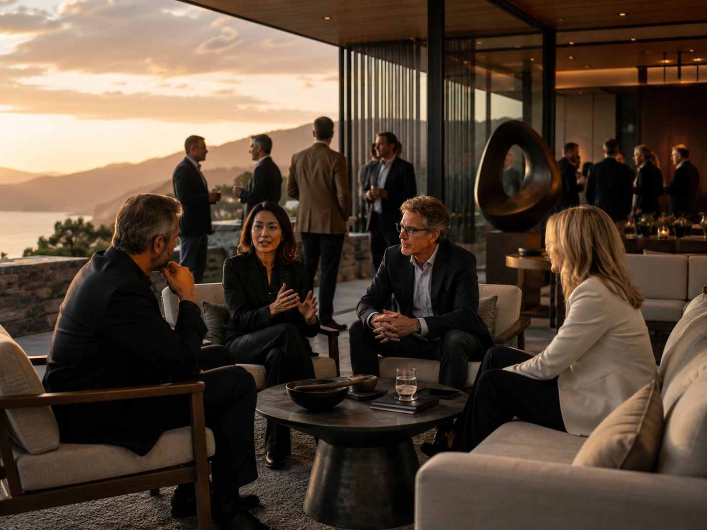 Executive retreat at sunset